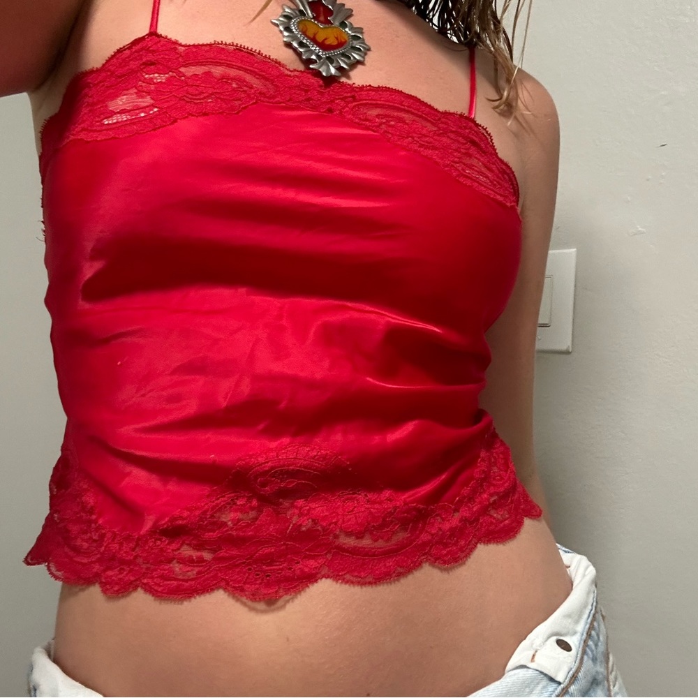 Red Vintage Christian Dior lace y2k tank